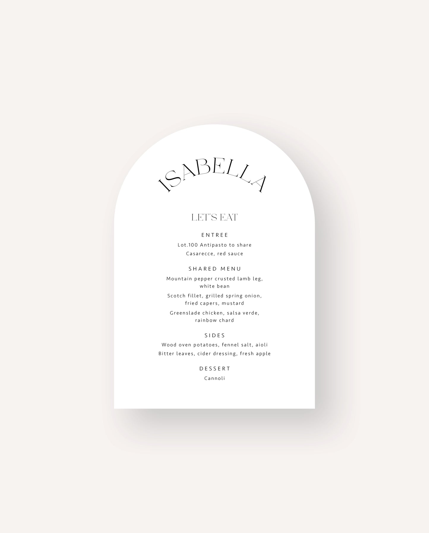 Menu | Eva & Alex