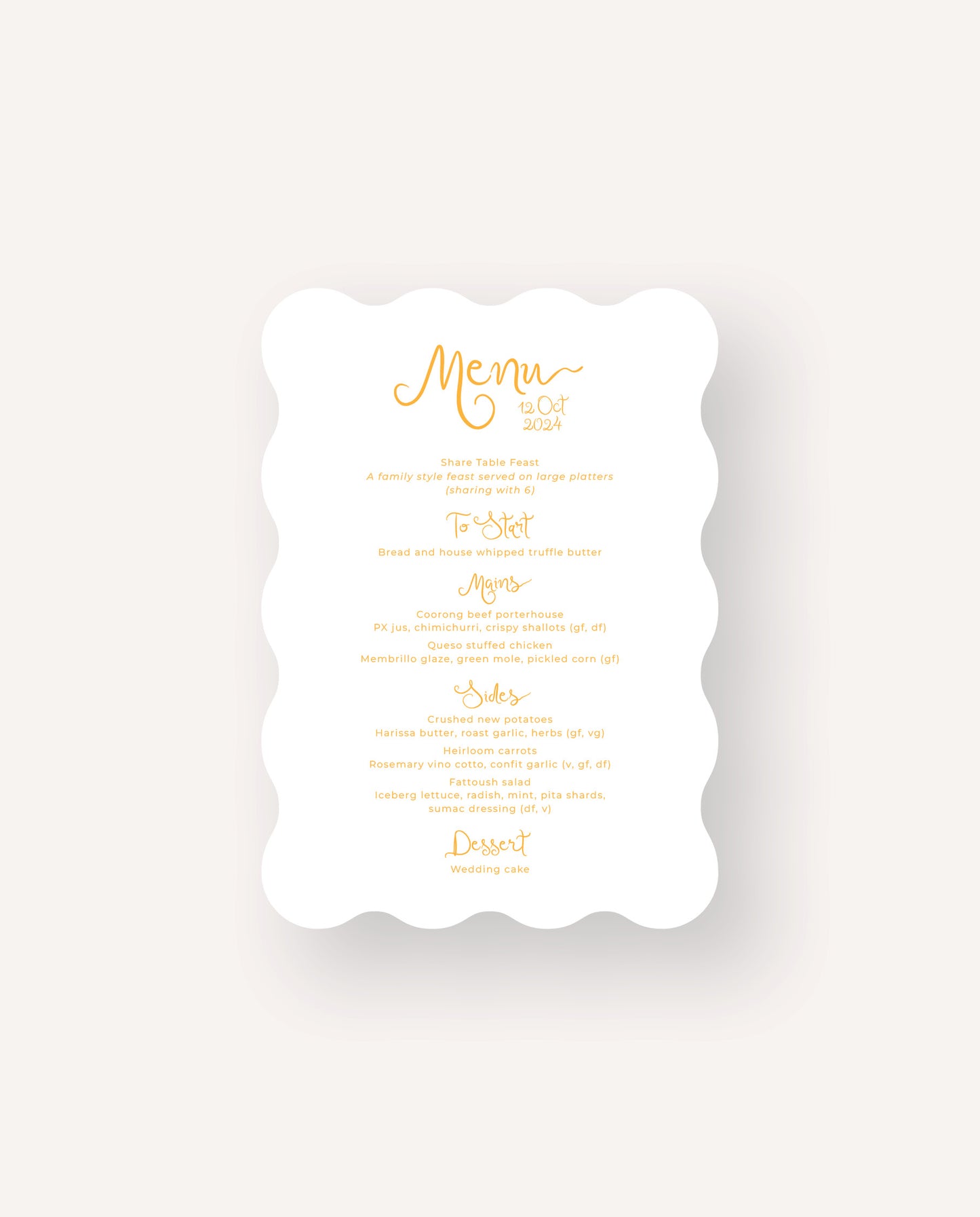 Menu | Lili & Daniel