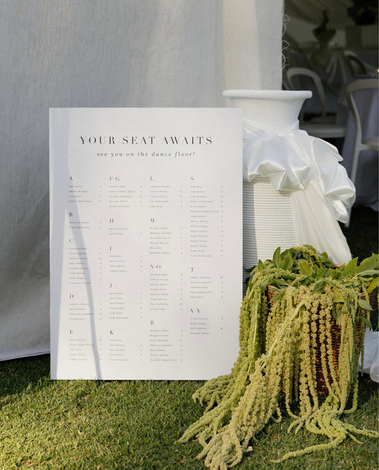 Seating Chart  |  Kate & Jev